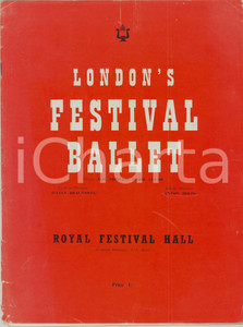 Materiale pubblicitario d’epoca 1954 LONDON S FESTIVAL BALLET  Royal Festival Hall  Programma DANNEGGIATO 1