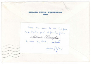 Autografo originale 1983 ROMA Biglietto Antonio BISAGLIA  Senato della Repubblica  AUTOGRAFO 1