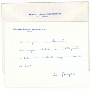 Autografo originale 1984 ROMA DC Biglietto senatore Antonio BISAGLIA per ringraziamento  AUTOGRAFO 1