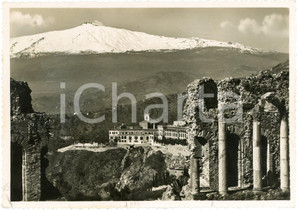 Cartolina originale da collezione 1950 ca TAORMINA Hotel San Domenico ed Etna visti dal Teatro Greco  Cartolina 1