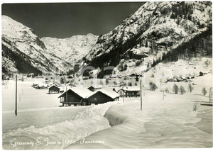 Cartolina originale da collezione 1956 GRESSONEYSAINTJEAN AO Panorama innevato  Cartolina FG VG 1