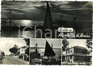 Cartolina originale da collezione 1956 RIVABELLA DI RIMINI Vedutine notturne  Cartolina FG VG 1