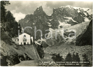 Cartolina originale da collezione 1956 COURMAYEUR Ghiacciaio della Brenva e Notre Dame de GuÃ¨rison  Cartolina 1