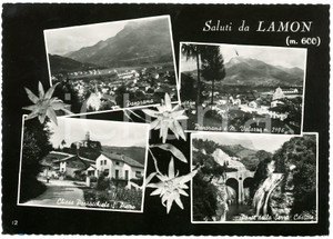 Cartolina originale da collezione 1950 ca LAMON BL Chiesa San Pietro  Monte Valazza  Ponte Serra  Cartolina 1