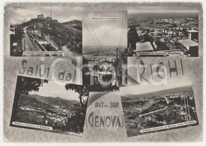 Cartolina originale da collezione 1950 ca GENOVA Quartiere RIGHI Funicolare e Cimitero di Staglieno  Cartolina FG 1