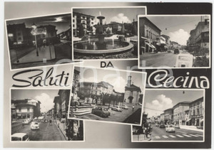 Cartolina originale da collezione 1963 CECINA LI Vedutine con FIAT 600  Cartolina ANIMATA FG VG 1