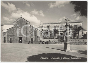Cartolina originale da collezione 1950 ca SASSARI Piazzale e Chiesa dei Cappuccini  Cartolina ANIMATA FG VG 1