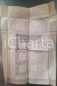 Stampa, bozzetto originale 1900 ca Area di PADOVA  ARCHITETTURA  Progetto portale Disegnato a mano 1