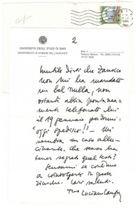 Autografo originale 1984 BARI Luciano CANFORA sulla storia di Paul Gentizon Autografo 1