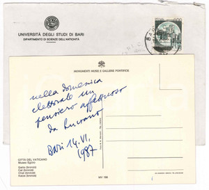 Autografo originale 1987 BARI Cartolina Luciano CANFORA nella domenica elettorale  Autografo 1