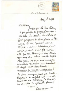 Autografo originale 1988 BARI Luciano CANFORA e Andreotti che ridicolizza Craxi AUTOGRAFO 1