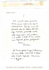 Autografo originale 1992 BARI Lettera Luciano CANFORA  Nilde Iotti esce trionfatrice AUTOGRAFO 1