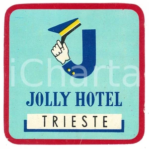 Materiale pubblicitario d’epoca 1960 ca TRIESTE Jolly Hotel  Etichetta ILLUSTRATA 8x8 cm 1