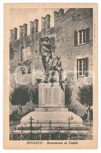 Cartolina originale da collezione 1930 ca BINASCO Monumento ai Caduti  Cartolina FP NV 1