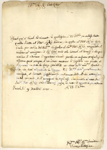 Manoscritto, lettera originale 1781 Area di VERONA Lettera Vincenzo PELLEGRINO al conte PEVERELLI Prefilatelica 1
