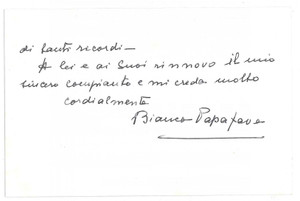 Autografo originale 1980 FRASSANELLE Contessa Bianca PAPAFAVA EMO CAPODILISTA  Biglietto AUTOGRAFO 1