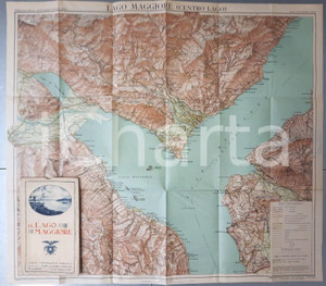 Mappa, planimetria storica 1925 ca LAGO MAGGIORE  Centro Lago  Carta topografica turistica 73x65 cm 1