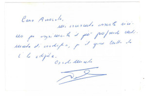 Autografo originale 1980 PADOVA Prof. Antonio TOGNOLO  Biglietto AUTOGRAFO 1