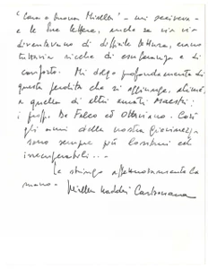 Autografo originale 1980 UniversitÃ  NAPOLI Lettera Mirella NADDEI CARBONARA condoglianze Autografo 1