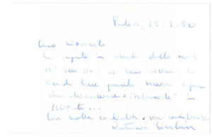 Autografo originale 1980 PADOVA Antonia ARSLAN scrittrice  Biglietto AUTOGRAFO 1