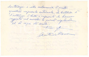 Autografo originale 1971 PADOVA Lettera Antonio BONOMI avvocato  Condoglianze Autografo 1