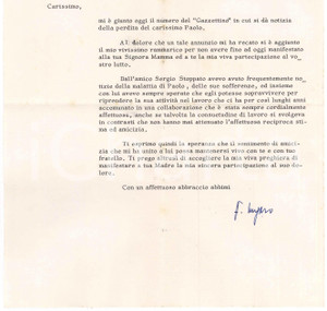 Autografo originale 1971 ROMA Lettera avv. Filippo UNGARO per condoglianze Autografo 1
