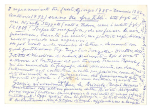 Autografo originale 1969 FIRENZE Biglietto prof. Ugo STOPPATO sui propri antenati AUTOGRAFO 1