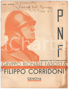 Giornale, rivista storica 1936 PNF GENOVA Gruppo Rionale Fascista CORRIDONI Rivista n° 1 ILLUSTRATA 1