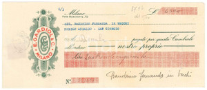 Oggetto da collezione cartaceo 1951 MILANO Foro Bonaparte  Ditta E. GARDIOL Assegno pubblicitario 1