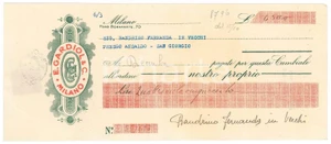 Oggetto da collezione cartaceo 1951 MILANO Foro Bonaparte  Ditta E. GARDIOL Assegno pubblicitario 1
