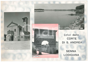 Stampa, bozzetto originale 1965 ca SENNA LODIGIANA Vedutine frazione CORTE SANT ANDREA Bozzetto cartolina 1
