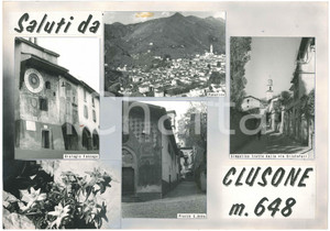 Stampa, bozzetto originale 1965 ca CLUSONE BG Vedutine  Via Cristofoli  Bozzetto per cartolina 1