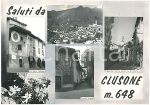 Stampa, bozzetto originale 1965 ca CLUSONE BG Vedutine  Via Cristofoli  Bozzetto per cartolina 1