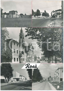 Stampa, bozzetto originale 1965 ca ROSA  VI Vedutine  Villa DOLFIN BOLDU   Duomo Bozzetto cartolina 1