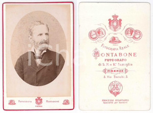 Fotografia d epoca originale 1890 ca FIRENZE Ritratto maschile  Busto  Foto MONTABONE 11x16 cm 1