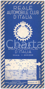 Mappa, planimetria storica 1935 ca RACI Carta panoramica d Italia  Foglio 1 NORDOVEST 1