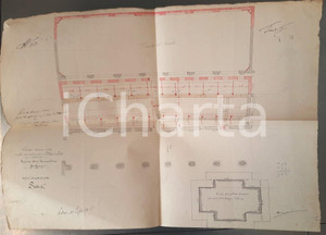 Mappa, planimetria storica 1895 SANT ELENA PD Progetto stalla per conte Giacomo MIARI Disegnato a mano 1