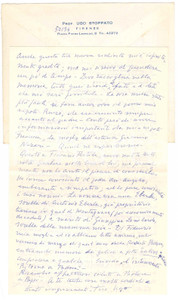 Autografo originale 1968 FIRENZE Lettera prof. Ugo STOPPATO sul ricordo del padre Lorenzo AUTOGRAFO 1