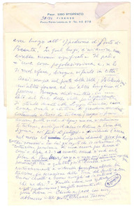 Autografo originale 1969 FIRENZE Lettera Ugo STOPPATO  Ricordi di Padova e amici  AUTOGRAFO 1