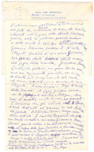 Autografo originale 1969 FIRENZE Lettera Ugo STOPPATO su poesie e curiositÃ  di Padova  AUTOGRAFO 1