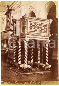 Fotografia d epoca originale 1890 ca Duomo di RAVELLO  Pulpito Foto Achille MAURI nÂ° 257 10x15 cm 1