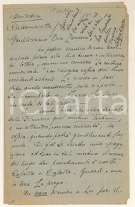 Autografo originale 1930 ca MONTEDORO Lettera Letizia CAICO su celebrazioni TARTINI Autografo 1