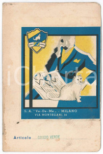 Materiale pubblicitario d’epoca 1935 ca MILANO VEDEME Tessili  Cartoncino pubblicitario con campione stoffa 1