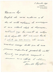 Autografo originale 1971 FRASSANELLE Condoglianze conte Novello PAPAFAVA DEI CARRARESI Autografo 1
