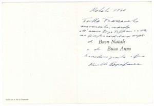 Autografo originale 1968 FRASSANELLE PADOVA Biglietto Novello PAPAFAVA  Autografo 1