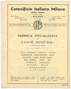 Materiale pubblicitario d’epoca 1935 MILANO CATENIFICIO ITALIANO  Fabbrica catene industriali  Pubblicazione 1