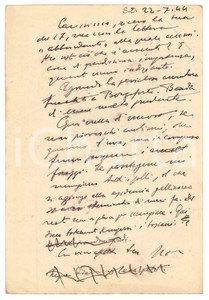 Autografo originale 1944 SAN DANIELE DEL FRIULI Vincenzo MANZINI  Pioggia in campagna Autografo 1