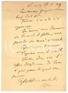 Autografo originale 1949 VENEZIA Vincenzo MANZINI  Cartolina a un collega Autografo 1