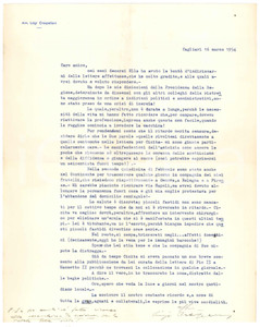 Autografo originale 1954 CAGLIARI Luigi CRESPELLANI in crisi dopo le dimissioni Autografo 1