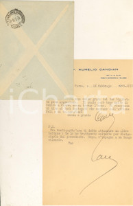 Autografo originale 1935 PARMA Lettera Aurelio CANDIAN a un collega Autografo 1